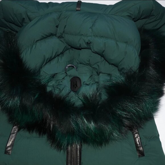Mackage 'CALLA-X' Emerald Green Down Jacket with Fox Fur Trim Size Medium - Picture 7 of 9